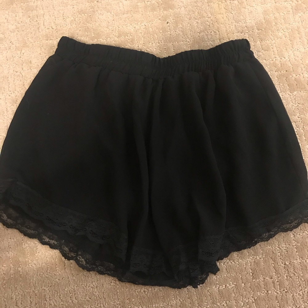 Black shorts with lace detail